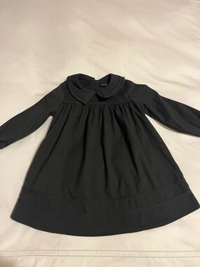 BAMBOO Girls' Babydoll Hunter Green Trim collar Long Sleeve aDress